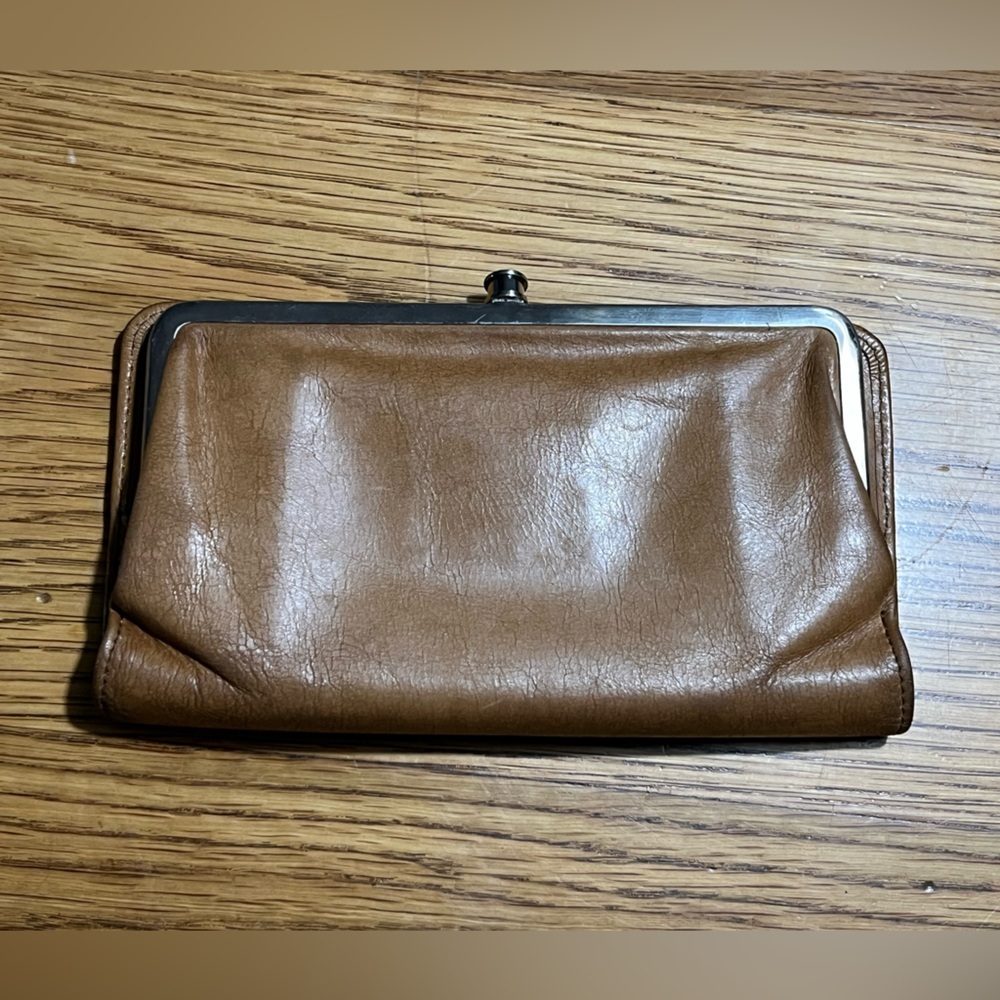 Vintage Hobo International Lauren Double Clutch Wallet Brown Leather